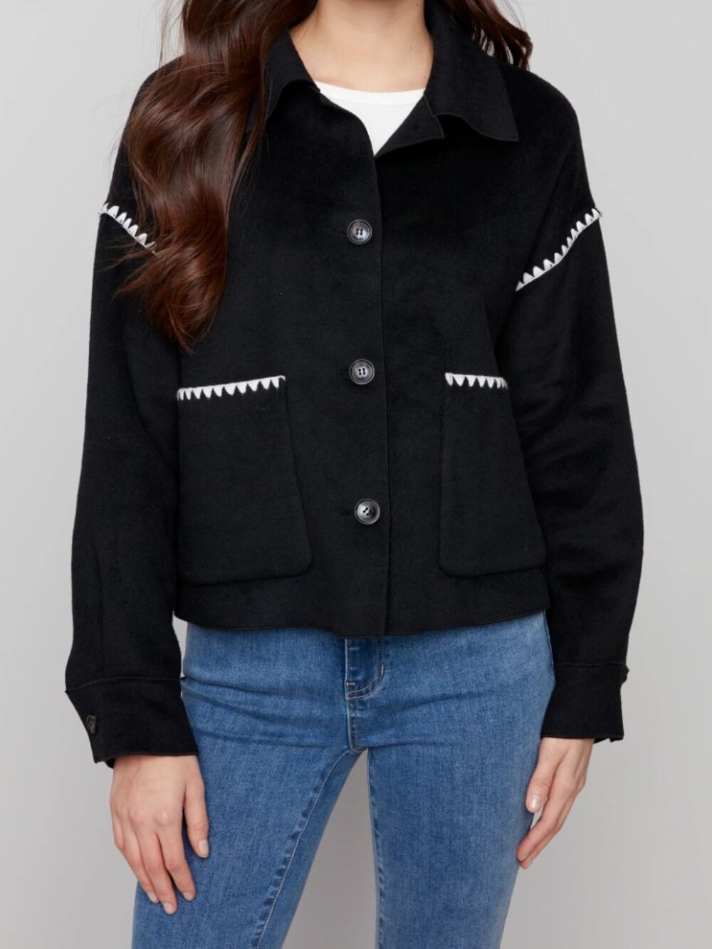 Charlie B Medium Black Button-up Jacket